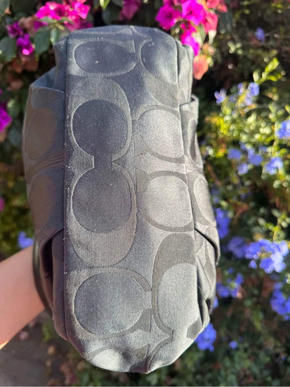 Coach Brooke Signature Black Sateen/Op Art Hobo Bag